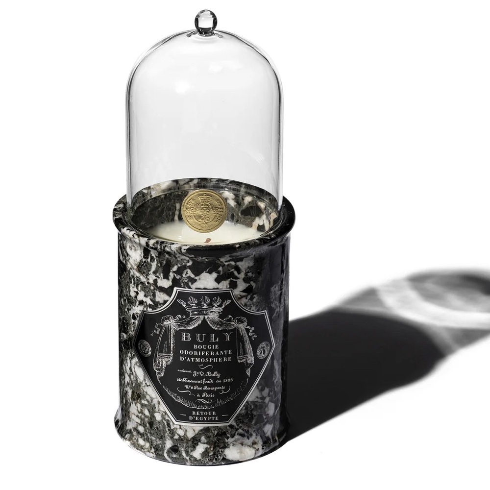 BNIB RARE Buly 1803 Candle in Black Marble w/ Glass Dome Retours d’Egypte
